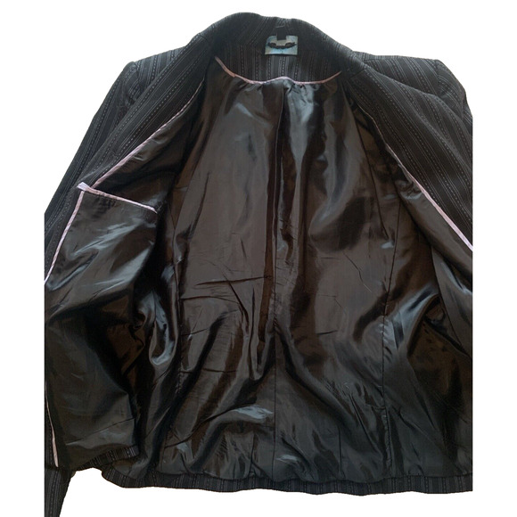 Till the End Nordstrom Business Blazer Womens 10 Black w Pin Stripes Sport Coat - Picture 6 of 11